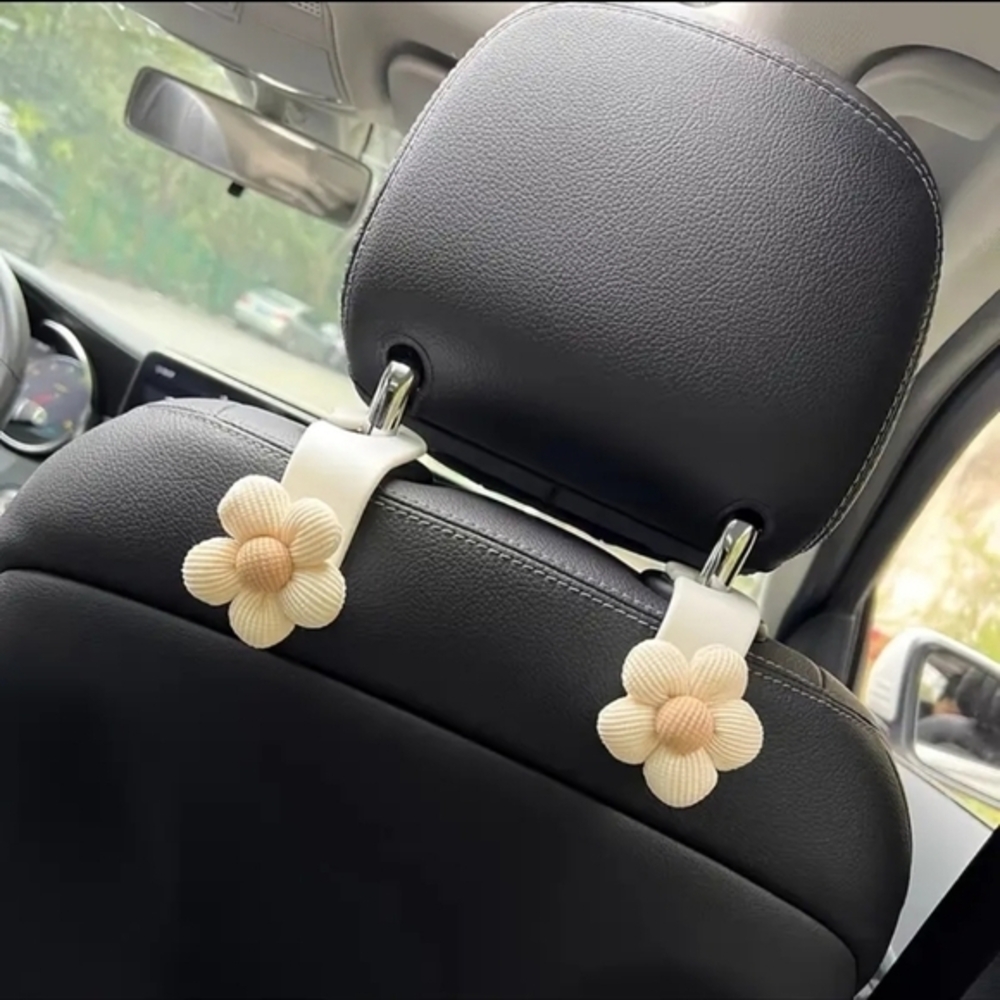 Car Bag Holder/ Car Seat Hook Set Flowers 2 Piece